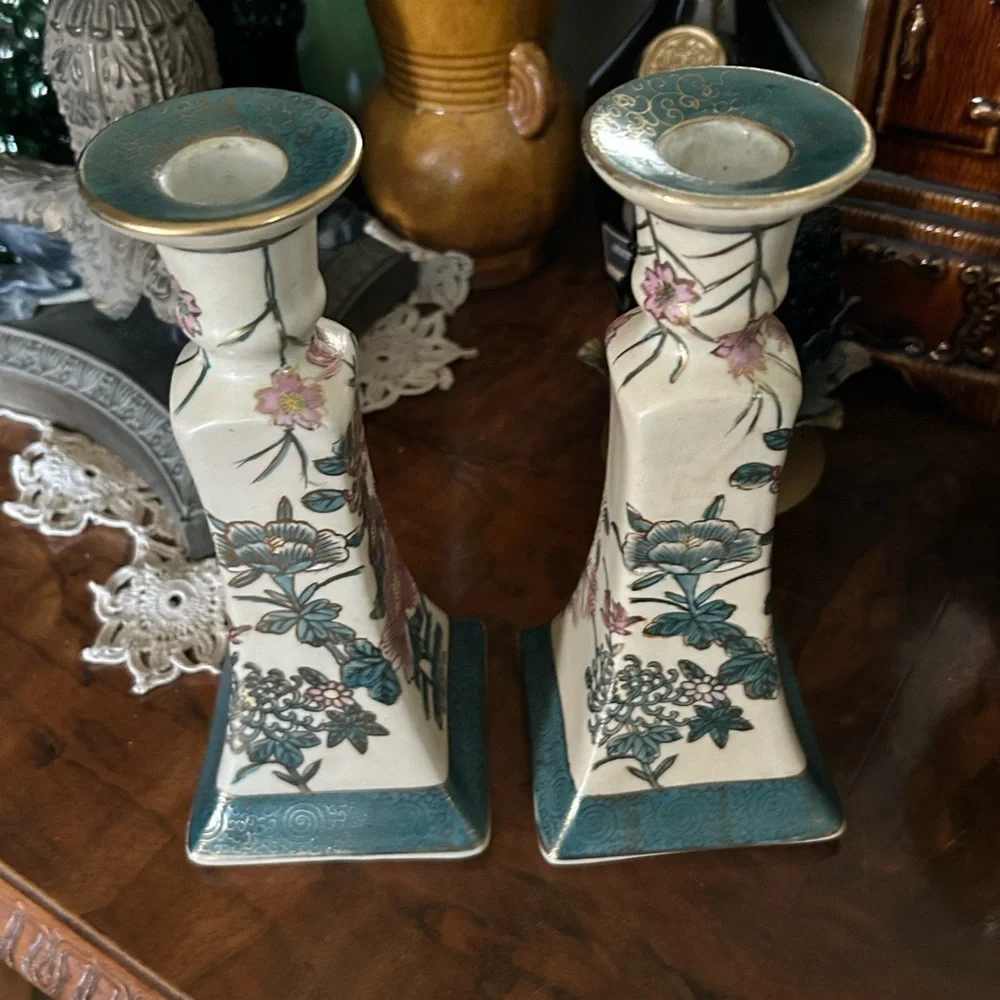 Vintage Chinoiserie Candlesticks
